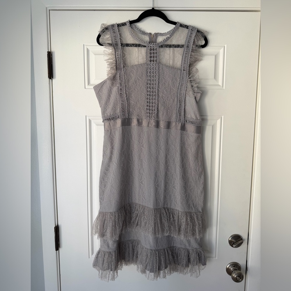 NWT‎ TRISH SCULLY SIE 8 gray sheath lace dress sleeveless